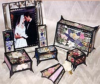 Set of Illustration Stained Glass Drawer and Picture Frame